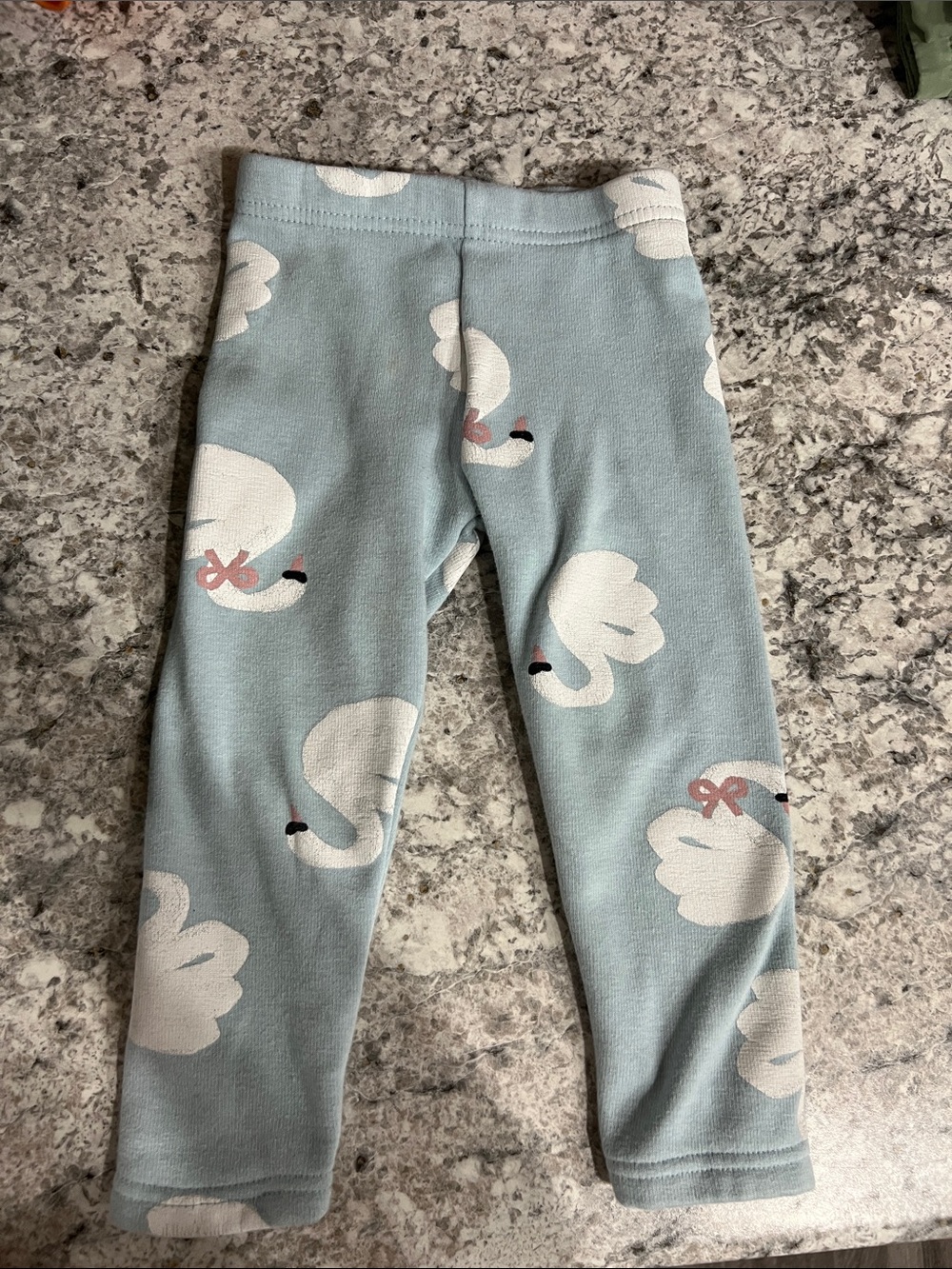 Carter's Light Blue Swan Print Leggings with Pink Bow Accents
